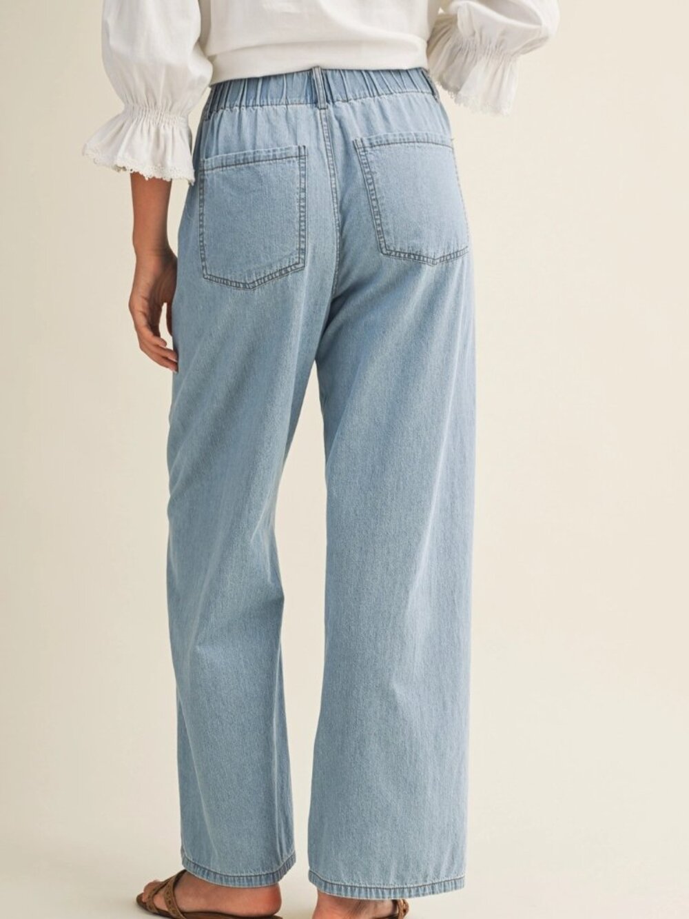 Annabella Relaxed Denim Pants with Drawstring Waist | Women's Jeans | Summer - Picture 7 of 10